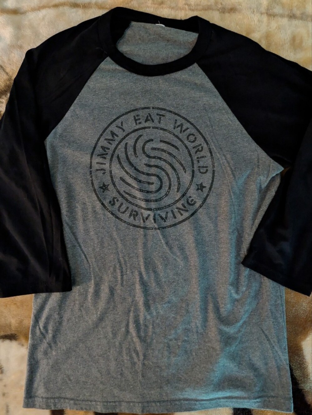 Jimmy Eat WorldSurviving Logo Raglan Baseball Tee - Gray/Black